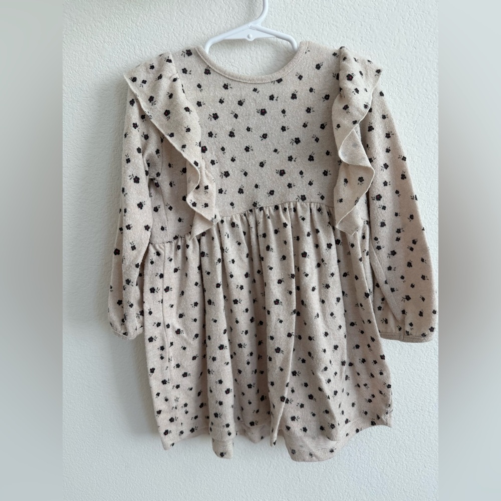 Zara Cream and Black Polka Dot Kids Casual Dress